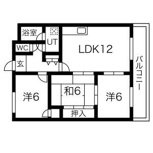 シティハイツII(3LDK/1階)の間取り写真
