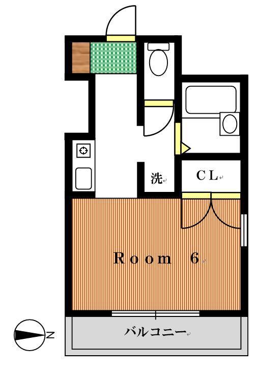 天野屋ビル(1K/2階)の間取り写真