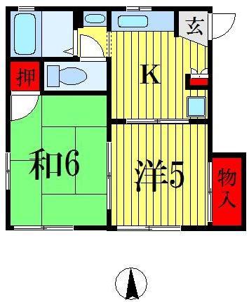 イースト HEIM(2K/2階)の間取り写真