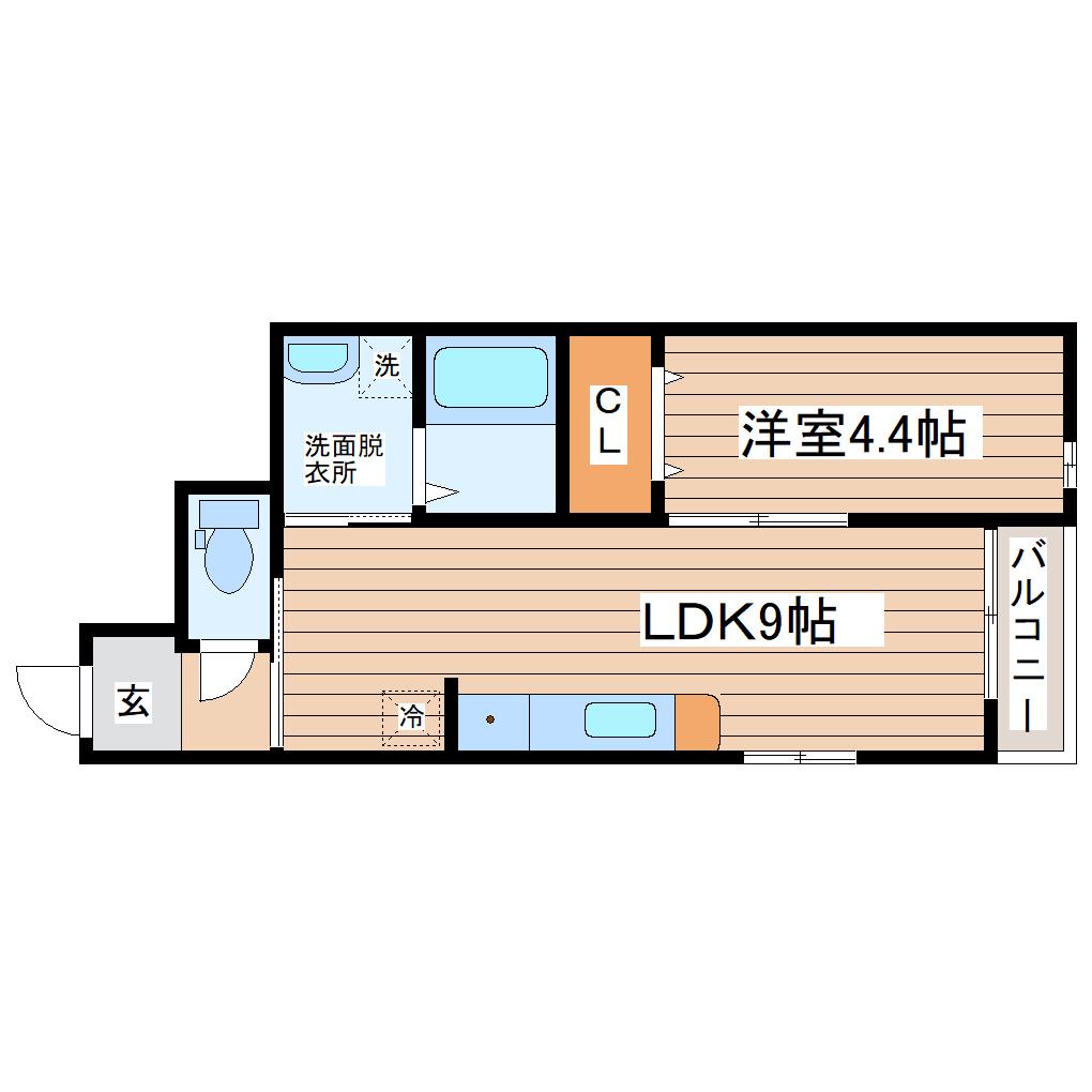 サンテラス郡山(1LDK/1階)の間取り写真