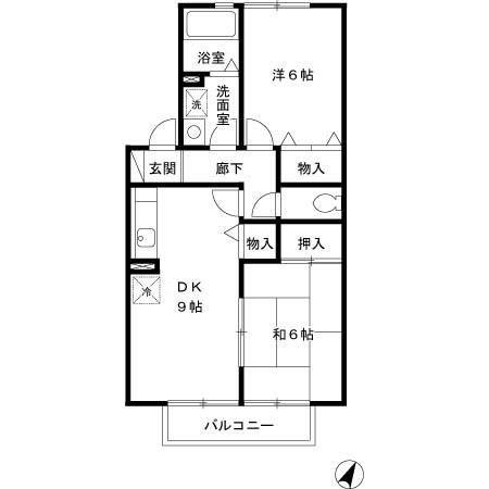 ドミールシャルマン(2DK/2階)の間取り写真