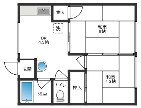 奥田コーポ(2DK/2階)の間取り写真