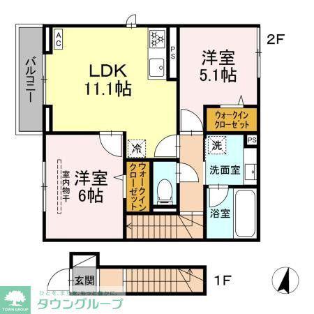 KOMFORTA(2LDK/2階)の間取り写真