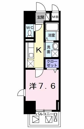 クラシェス新長田(1K/4階)の間取り写真