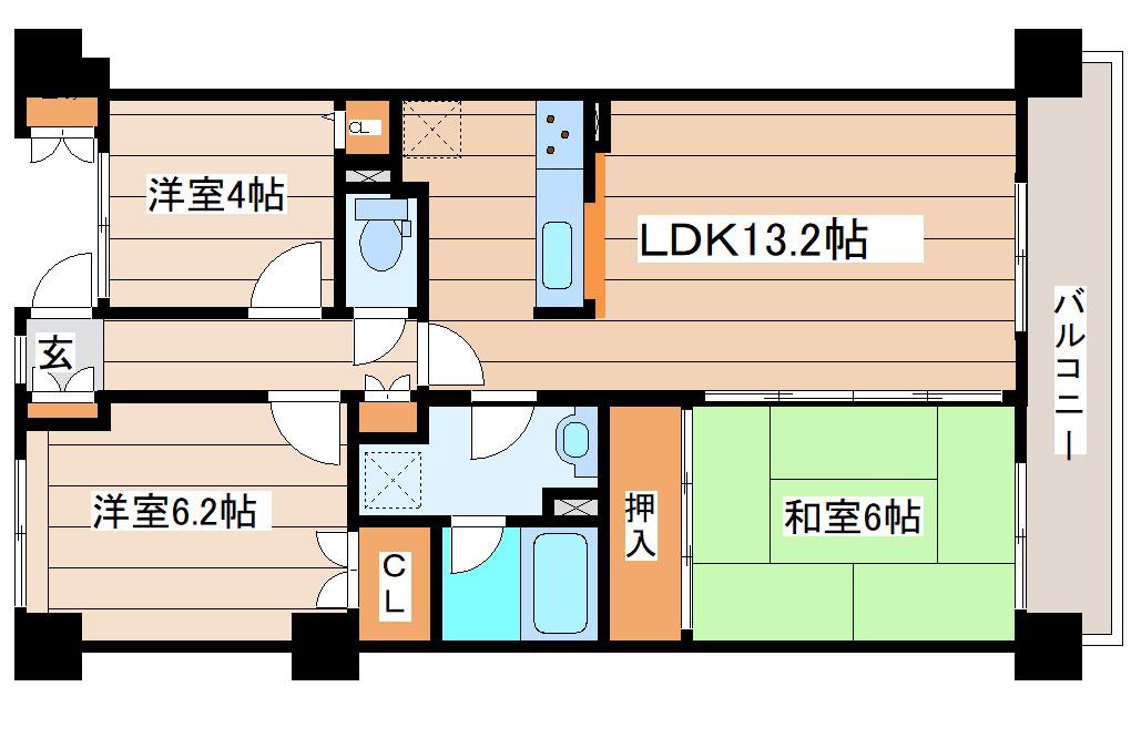ガーデンスクエア泉(3LDK/1階)の間取り写真