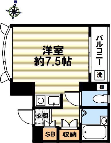 タカハイツ(ワンルーム/1階)の間取り写真