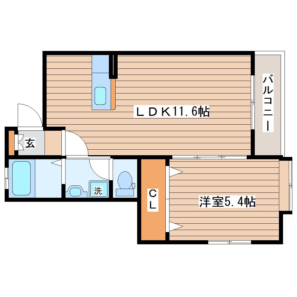 ゴールデンハイツ(1LDK/2階)の間取り写真