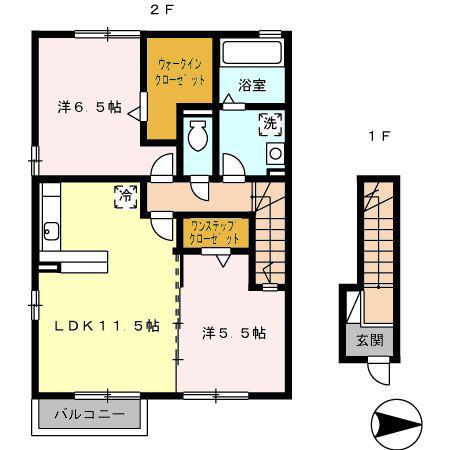 マノワール島田(2LDK/2階)の間取り写真