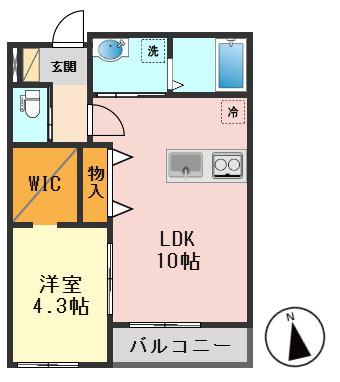 KAHALE青戸(1LDK/2階)の間取り写真