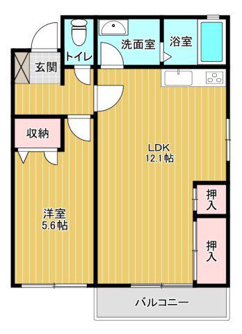 生田ハイツ(1LDK/2階)の間取り写真