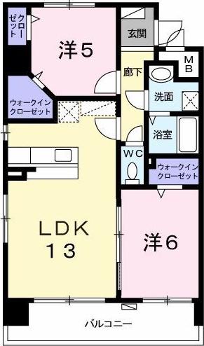 スカイシャトレ空港南(2LDK/8階)の間取り写真