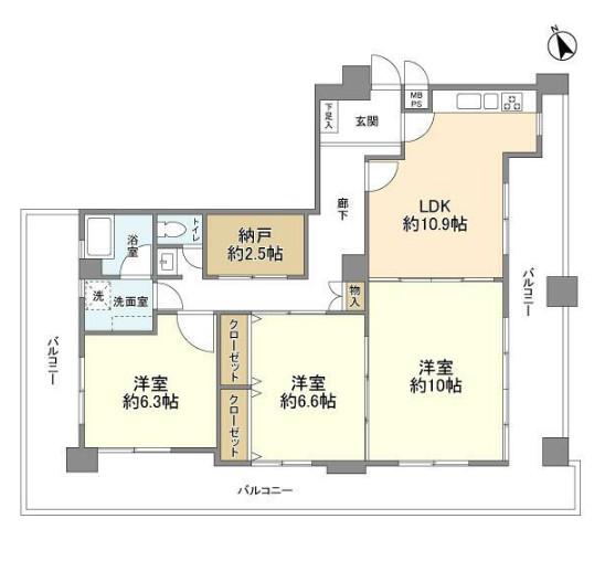五反田永谷タウンプラザ(3LDK/11階)の間取り写真