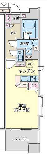 サングレイス関内(1K/4階)の間取り写真