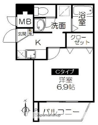 エテルノ(1K/2階)の間取り写真