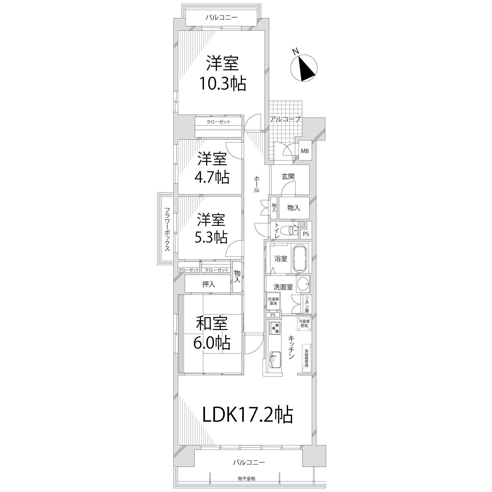 キャッスルコート飯田(4LDK/4階)の間取り写真