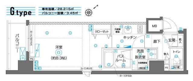 ZOOM横濱イースト(1K/10階)の間取り写真