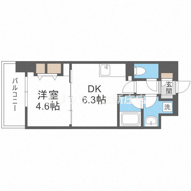 アーバネックス同心(1DK/3階)の間取り写真