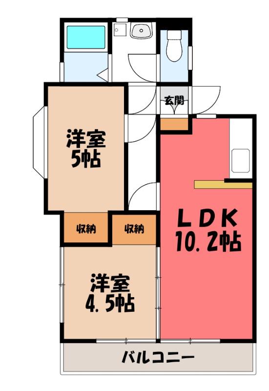 チェリーヒル(2LDK/1階)の間取り写真