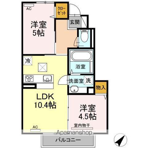 ジェンティーレ・ジン平佐(2LDK/1階)の間取り写真