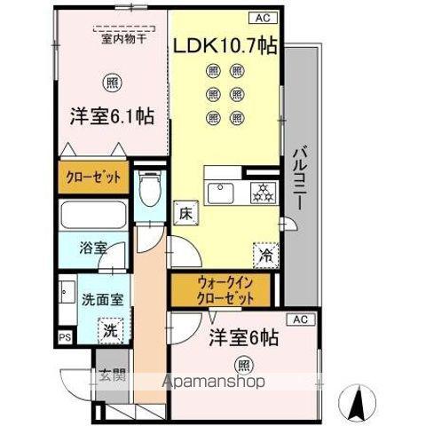 M&S RESIDENCE RIVERSIDE(2LDK/1階)の間取り写真