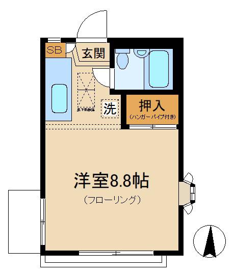 カーサマスミB(ワンルーム/1階)の間取り写真