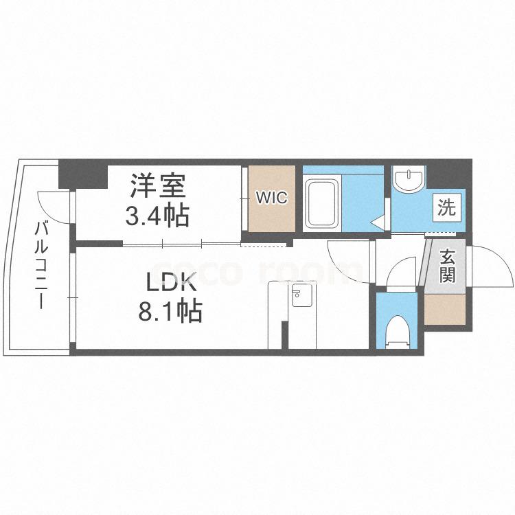 セレニテ九条リアン(1LDK/9階)の間取り写真