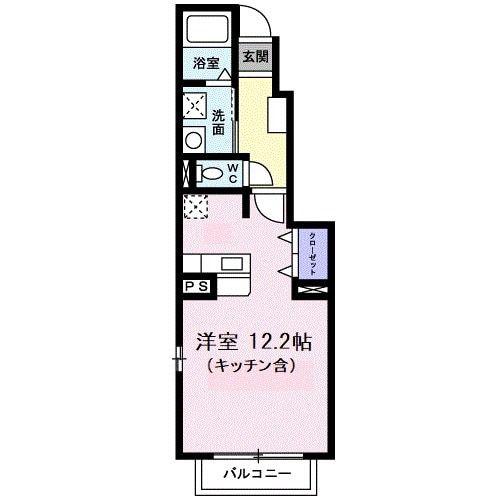 アルカンシェル(ワンルーム/1階)の間取り写真