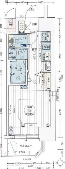 エステムコート名古屋新栄IIIグローリィ(1K/7階)の間取り写真