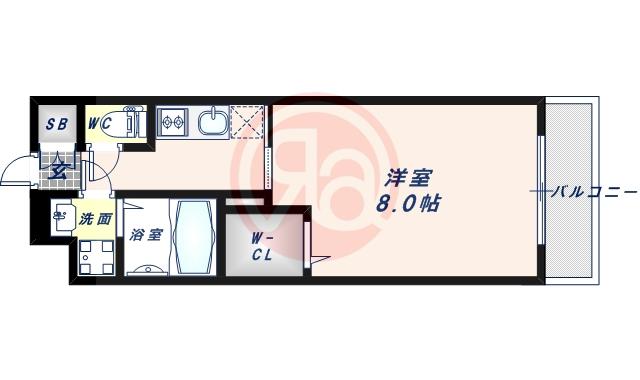 ワールドアイ天王寺ミラージュ(1K/9階)の間取り写真