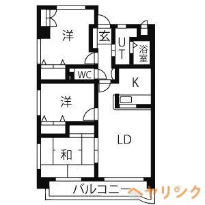 第2ヒルハイツ浅井(3LDK/3階)の間取り写真