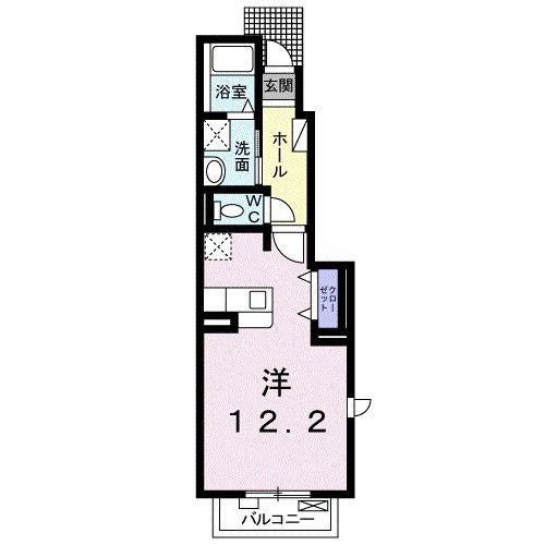 サンフラウアB(ワンルーム/1階)の間取り写真