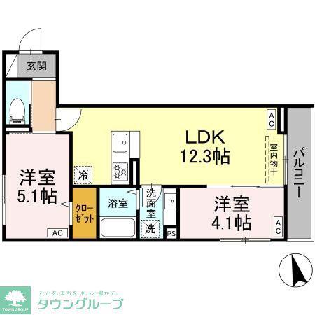 グラナーデ祖師谷(2LDK/2階)の間取り写真