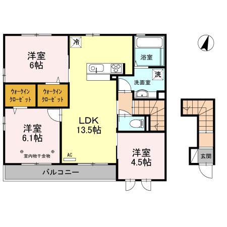 フェリオ 一ツ橋(3LDK/2階)の間取り写真