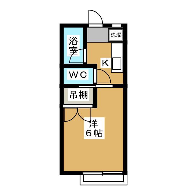 ヴァンベール谷村(1K/1階)の間取り写真