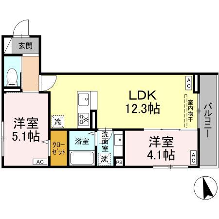グラナーデ祖師谷(2LDK/2階)の間取り写真