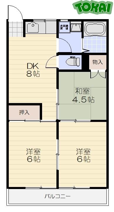 都コーポII(3DK/2階)の間取り写真
