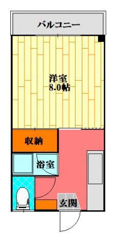 ジョイセブン(1K/2階)の間取り写真