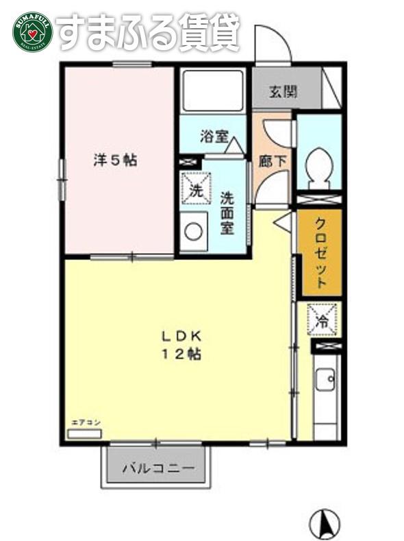 ビューテラス(1LDK/2階)の間取り写真