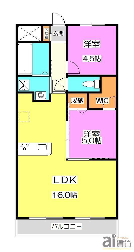 テルプシコレ東村山(2LDK/1階)の間取り写真