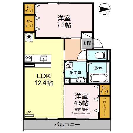 ウチカイト(2LDK/2階)の間取り写真