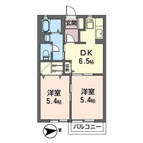 ツカサハウスB(2DK/1階)の間取り写真