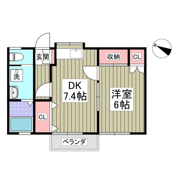 ハイツコスモス(1DK/2階)の間取り写真