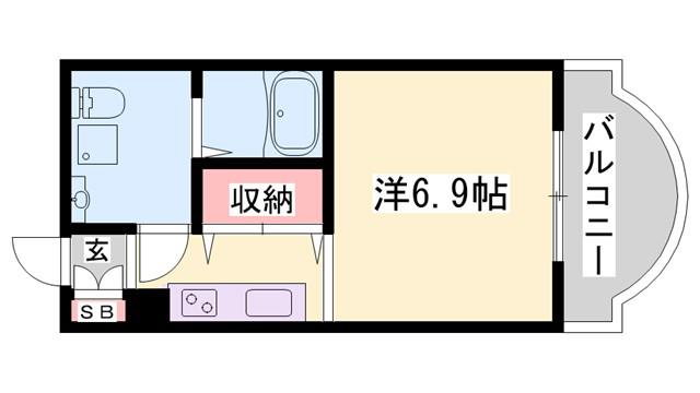 ヴィアノ緑が丘 ウエスト(ワンルーム/2階)の間取り写真