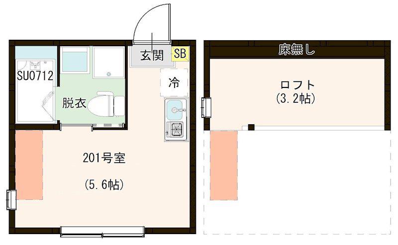 SKフェリス金町(ワンルーム/2階)の間取り写真