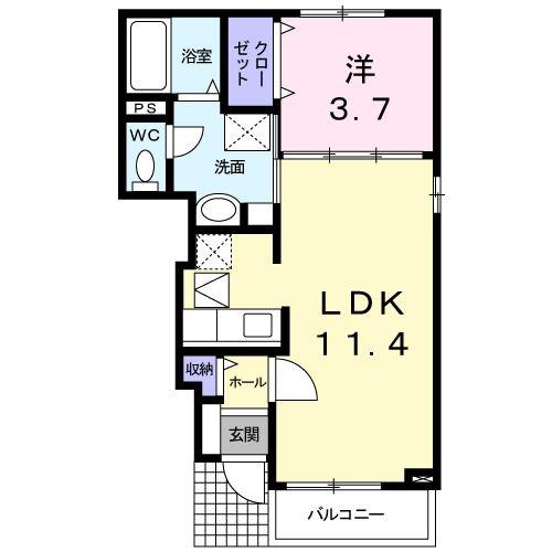セレッソ・リーオA(1LDK/1階)の間取り写真