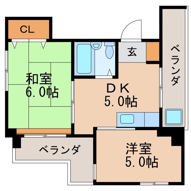 エリーマンション(2DK/4階)の間取り写真