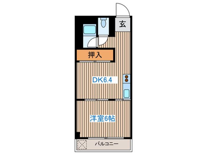 神山ビル(1DK/4階)の間取り写真