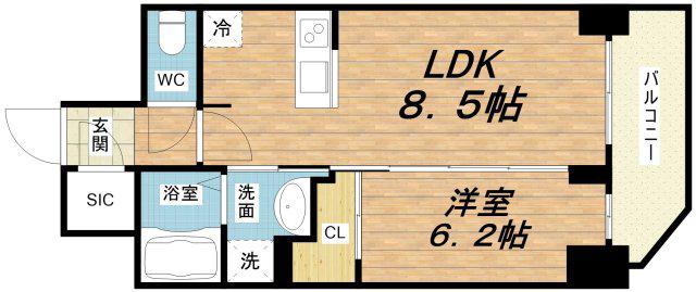 セレニテ本町リアン(1LDK/14階)の間取り写真