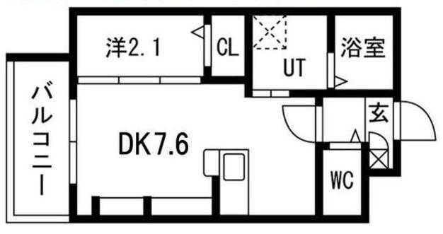 九間町シーエム・サンク(1DK/3階)の間取り写真
