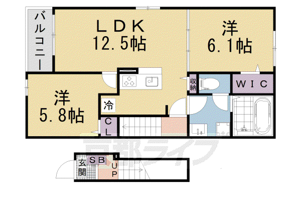 ベルカレントII(2LDK/1階)の間取り写真